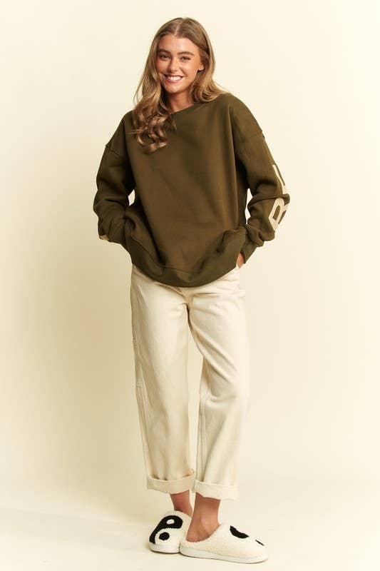 Printed Oversized Sweatshirt: Pink