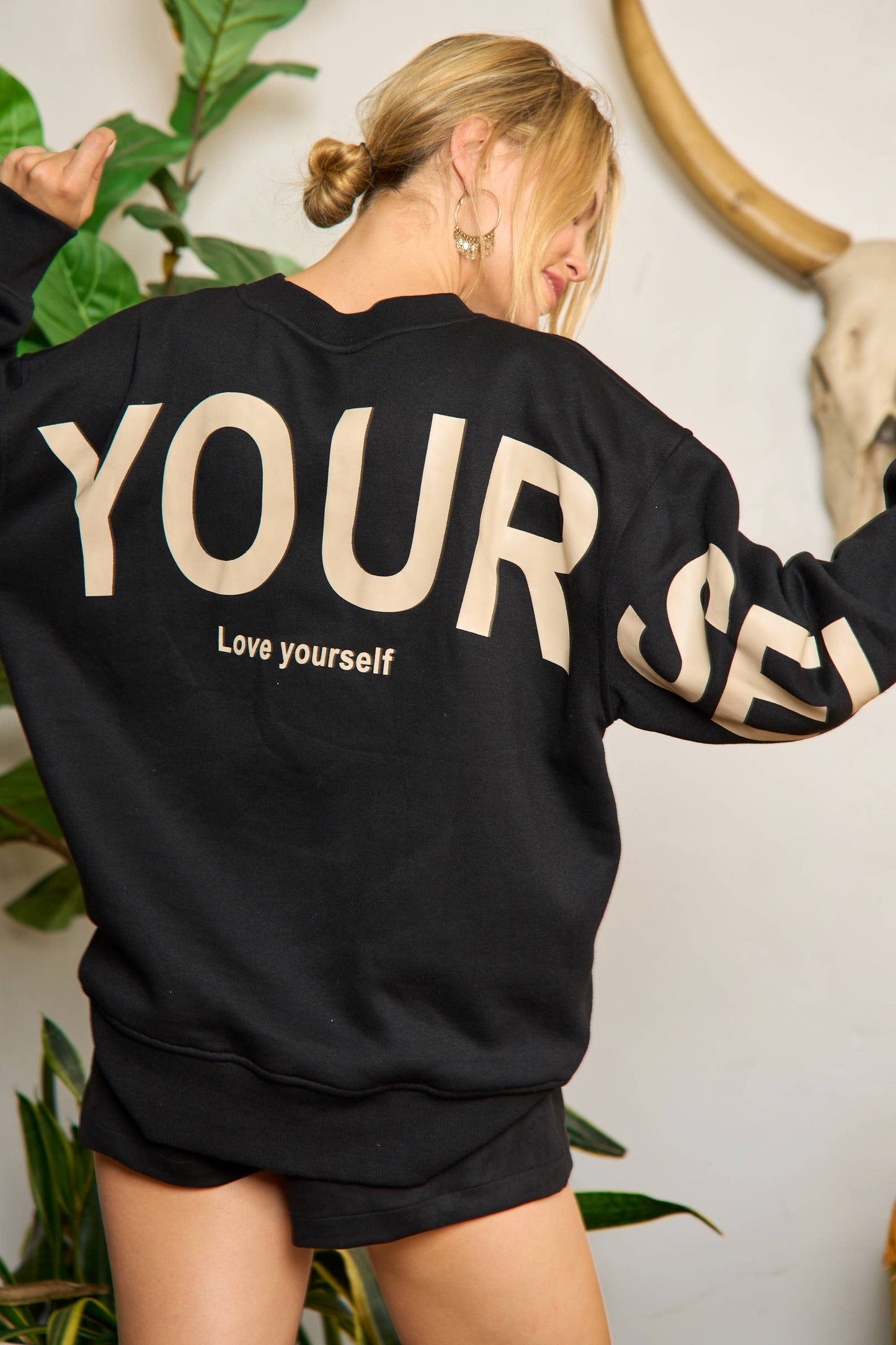 Printed Oversized Sweatshirt: Pink