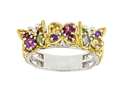 Multi Gemstone Two-Tone Ring