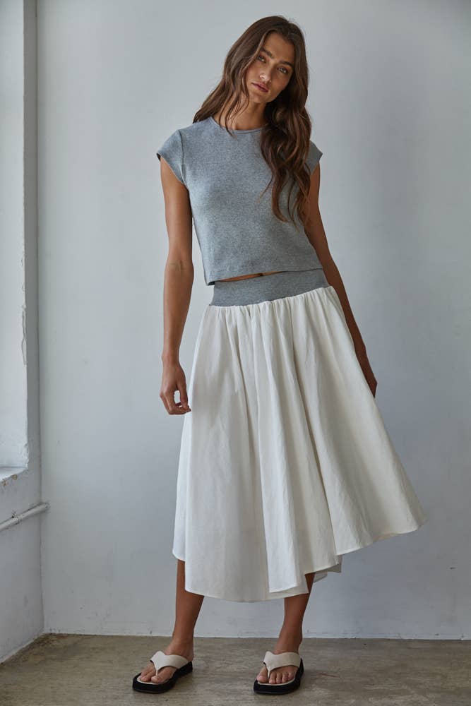 Ribbed Short Sleeve Top: Heather Grey