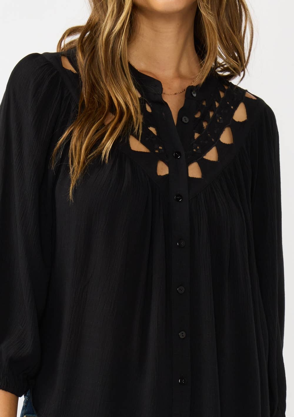 Button Down Blouse: Black