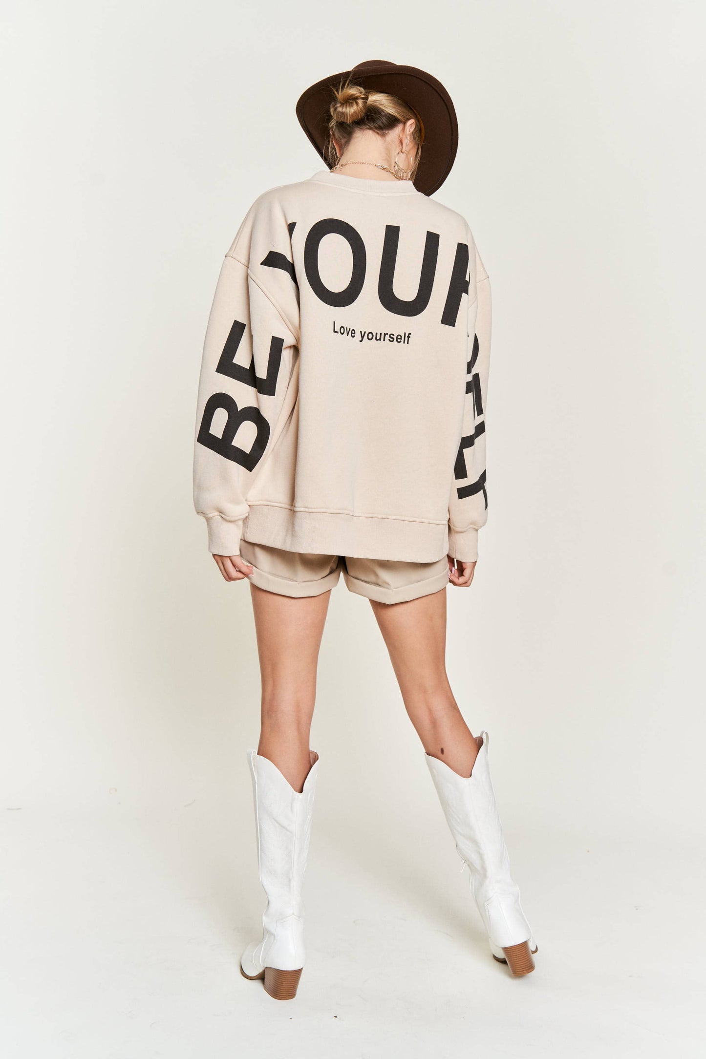 Printed Oversized Sweatshirt: Pink