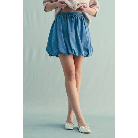 DENIM BUBBLE MINI SKIRT / WL25-11253:
