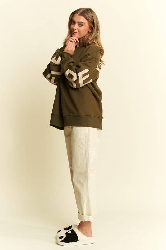 Printed Oversized Sweatshirt: Pink