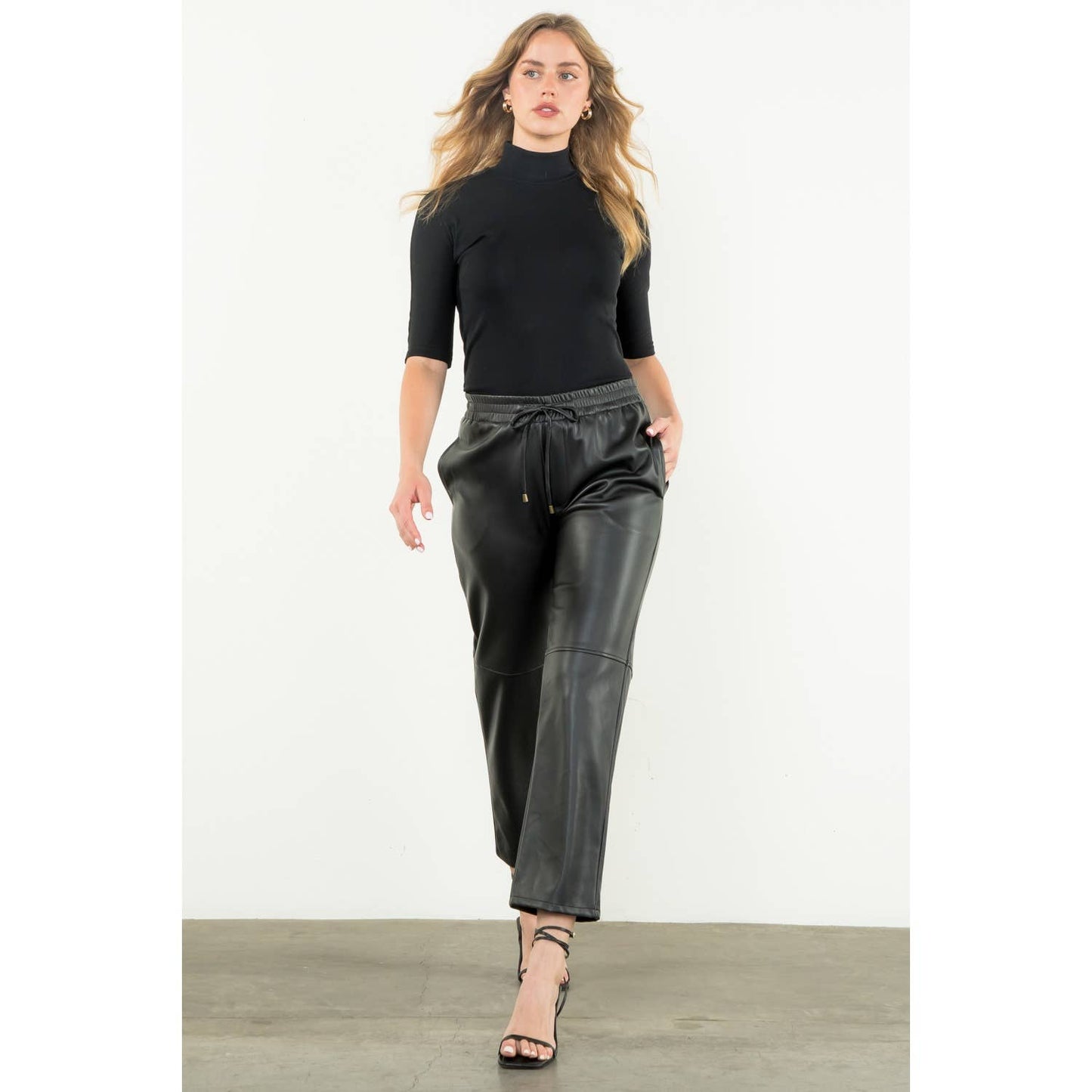 Leather Jogger Pants: BLACK / S