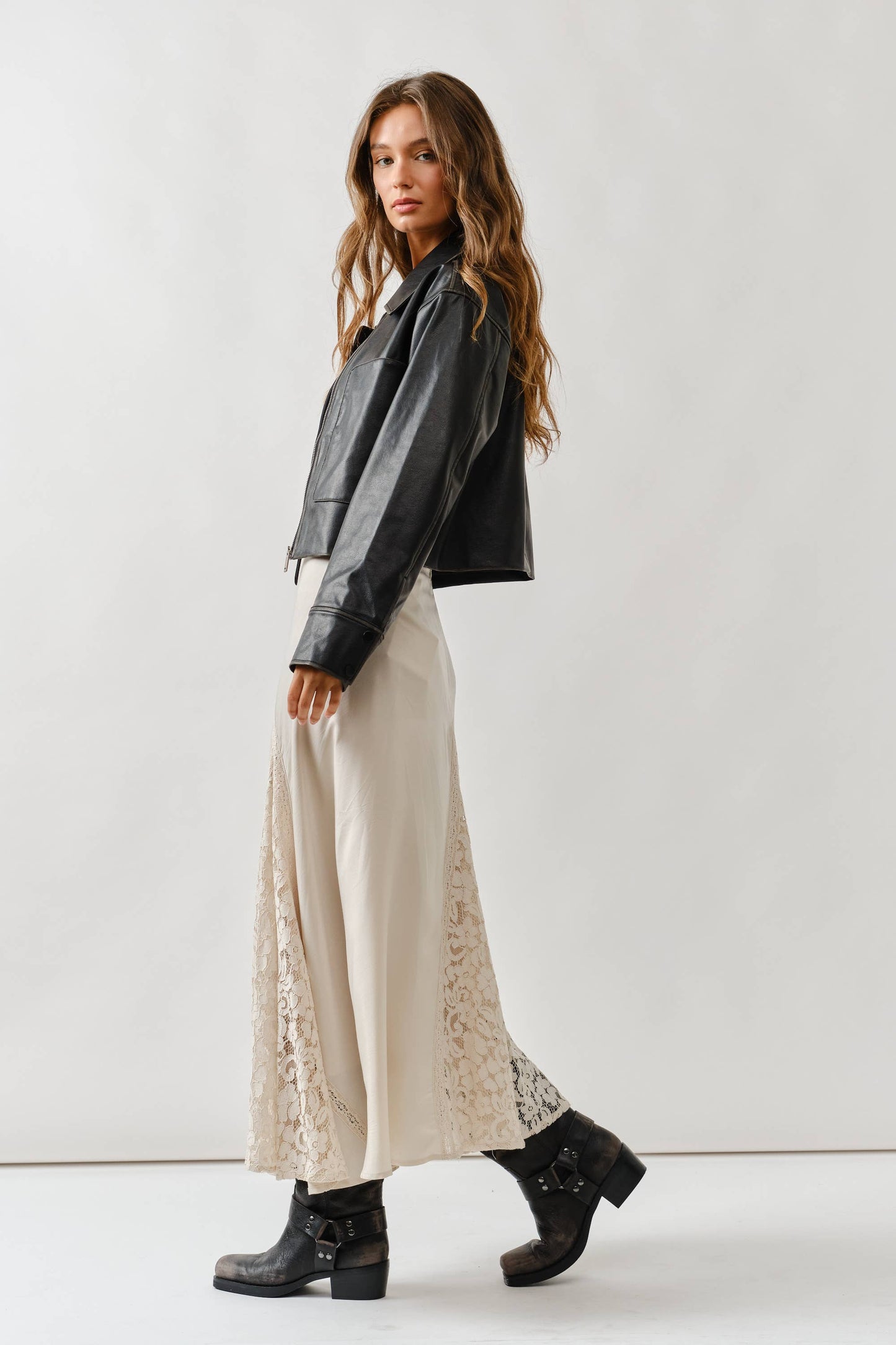 VINTAGE WASHED LEATHER JACKET: BLACK
