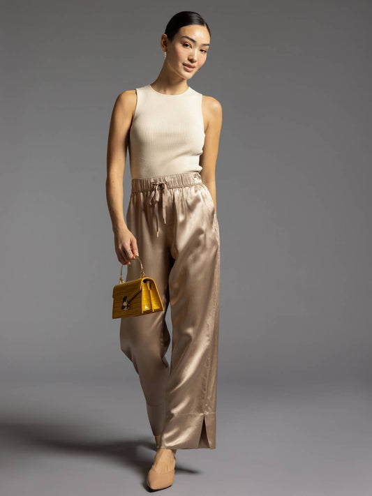 Satin Pants - DAWN PANTS: LIGHT TAUPE / 100% ACETATE