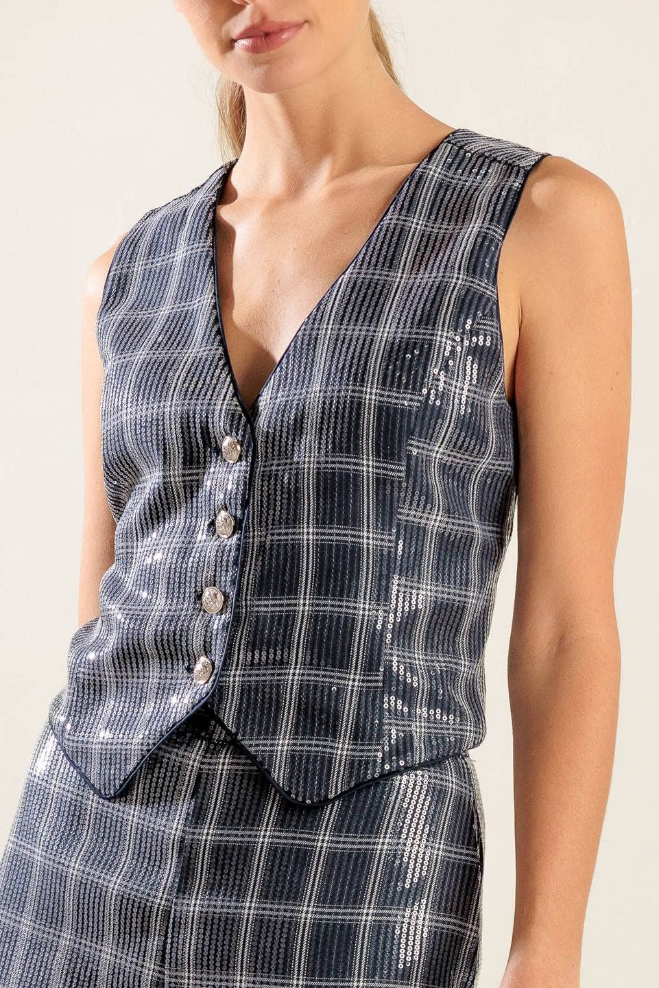 Navy sequin vest - FJ1153: