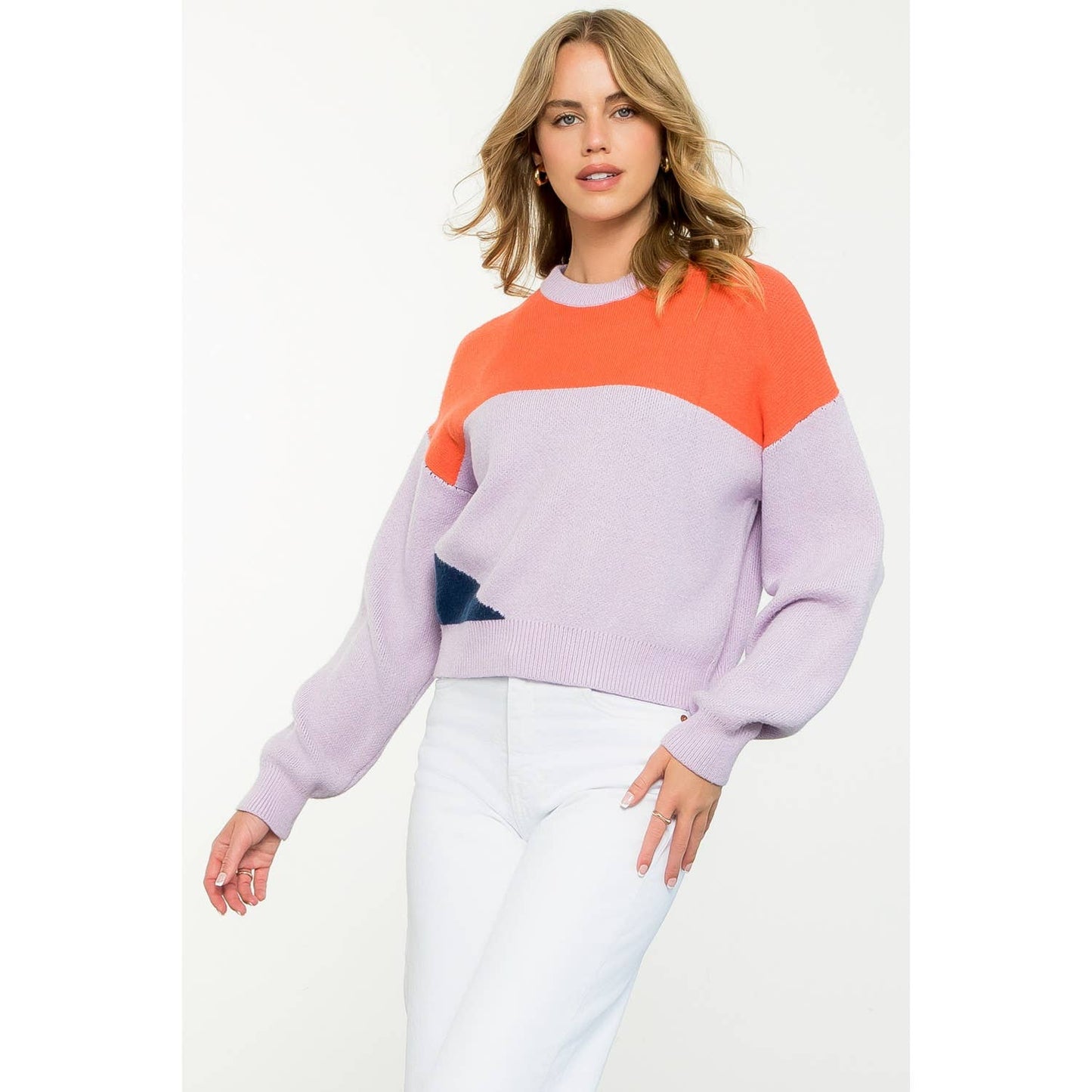 Colorblock Sweater: LILAC