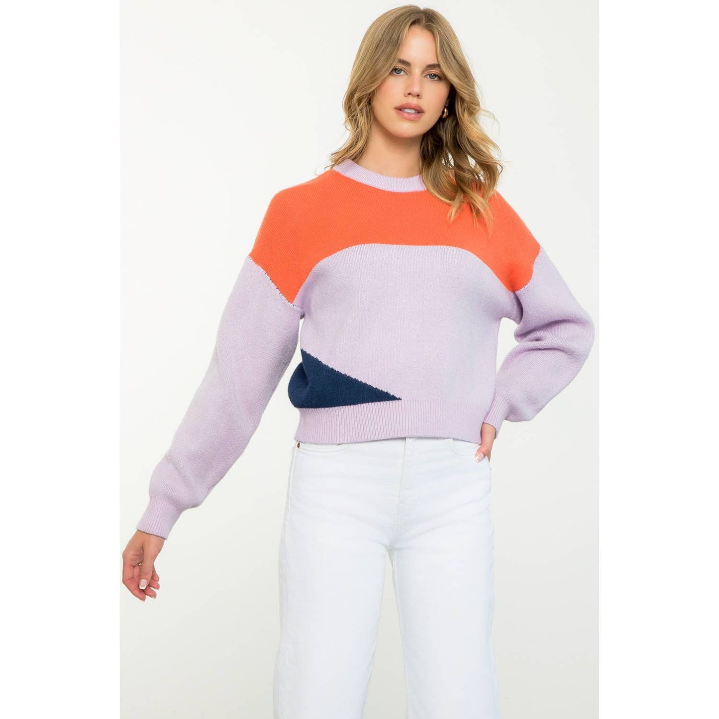 Colorblock Sweater: LILAC