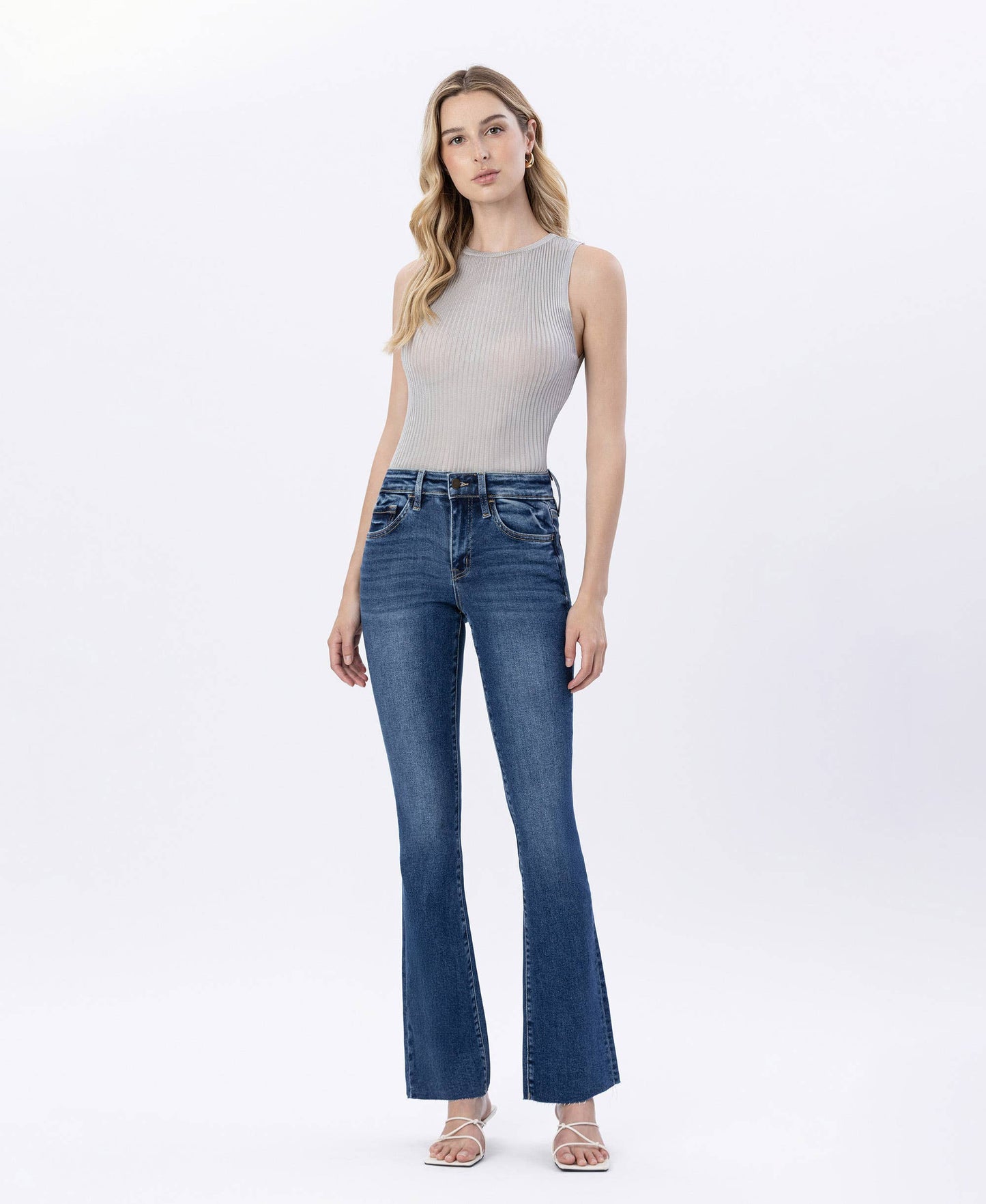 Flying Monkey Mid Rise Medium Dark Wash Slim Bootcut Jeans F5751