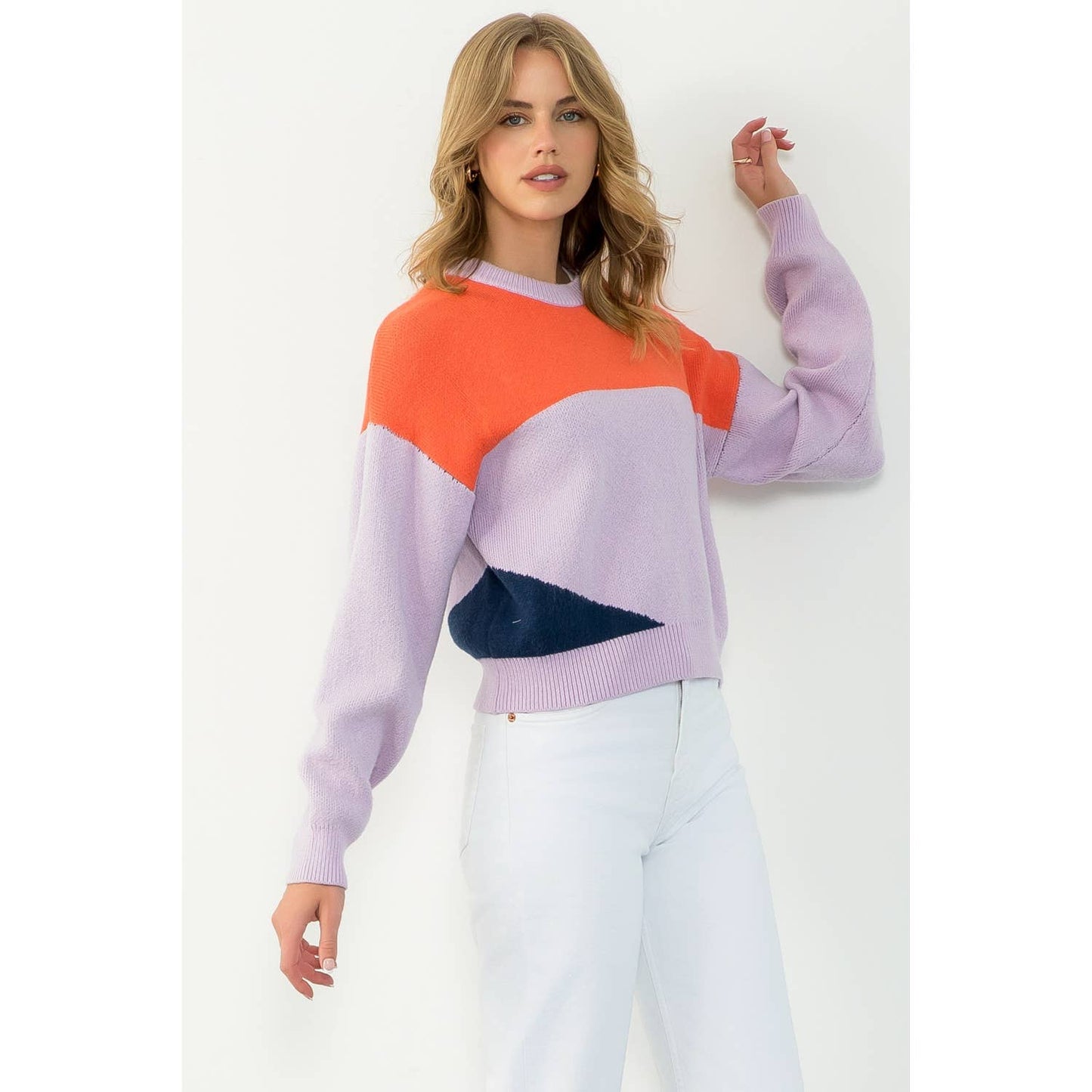 Colorblock Sweater: LILAC