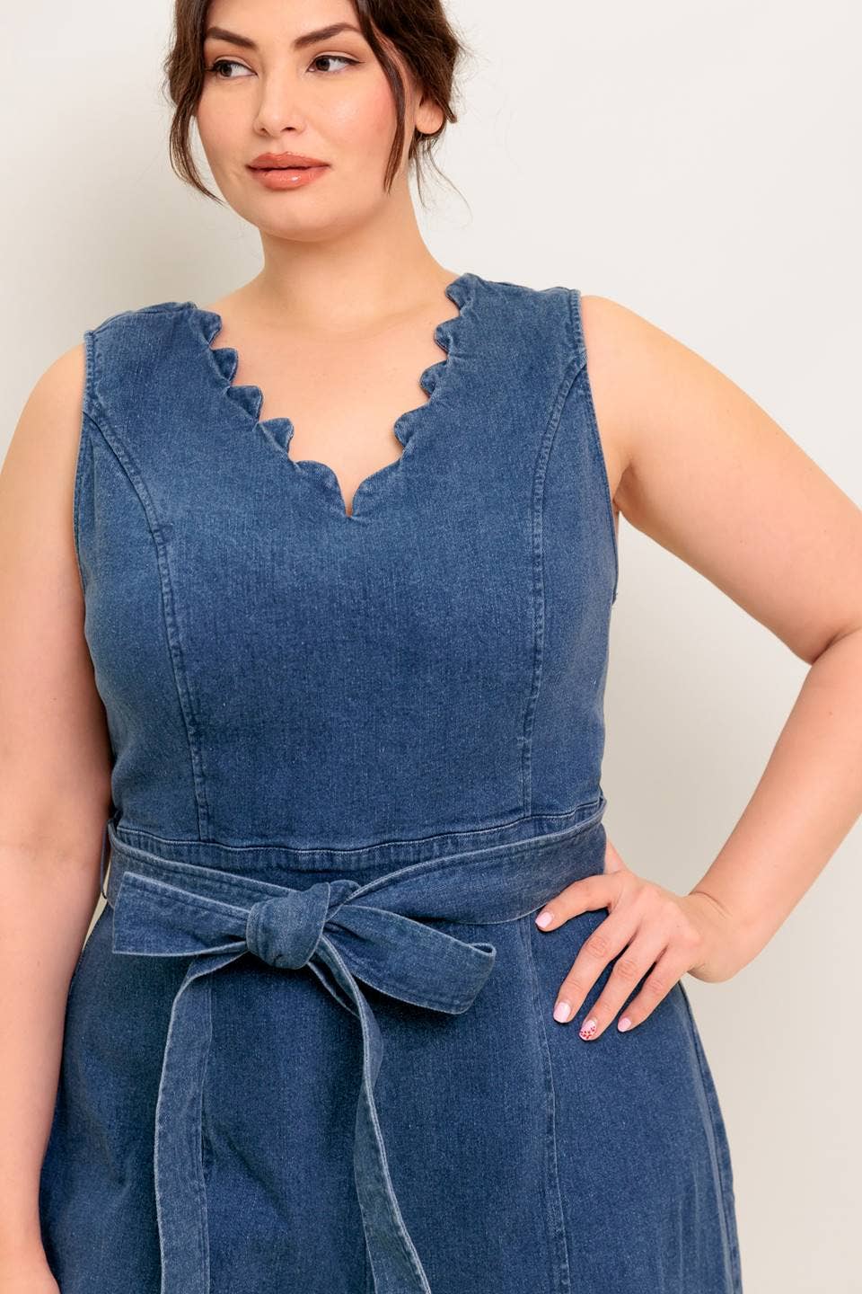 Washed denim jumpsuit - IP8897-P: Plus Size