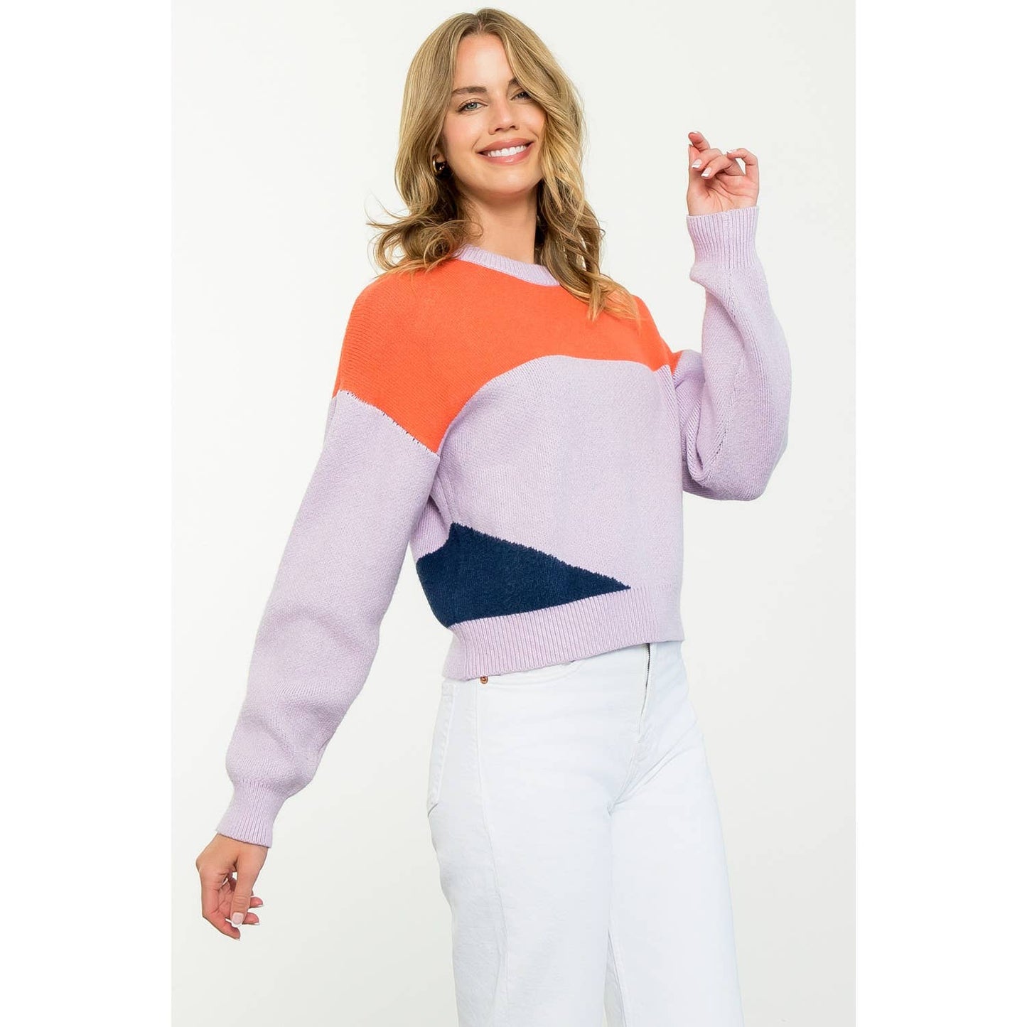 Colorblock Sweater: LILAC