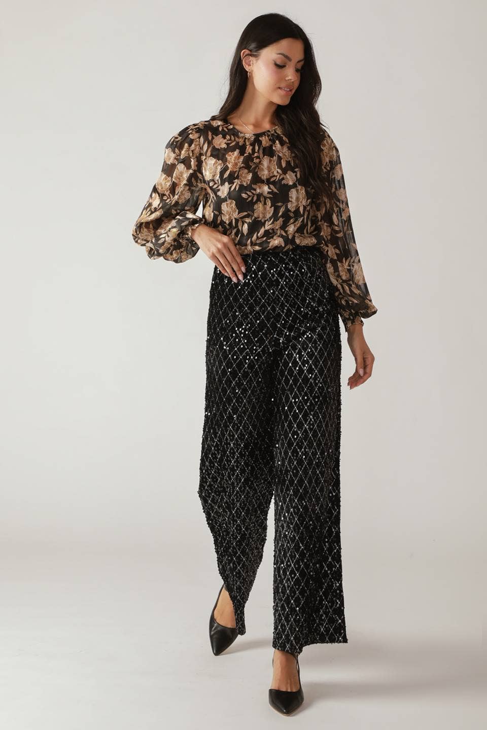 Sequin pant - IP8688: Black