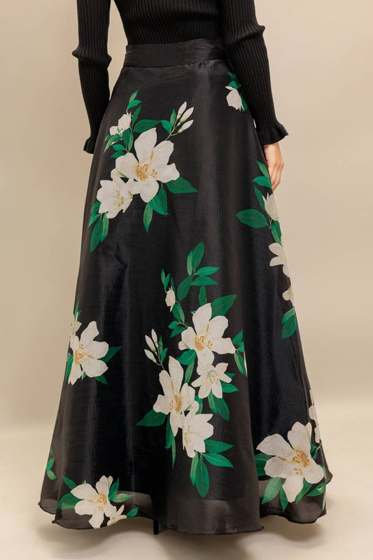 Floral maxi skirt - IK7635 BLACK