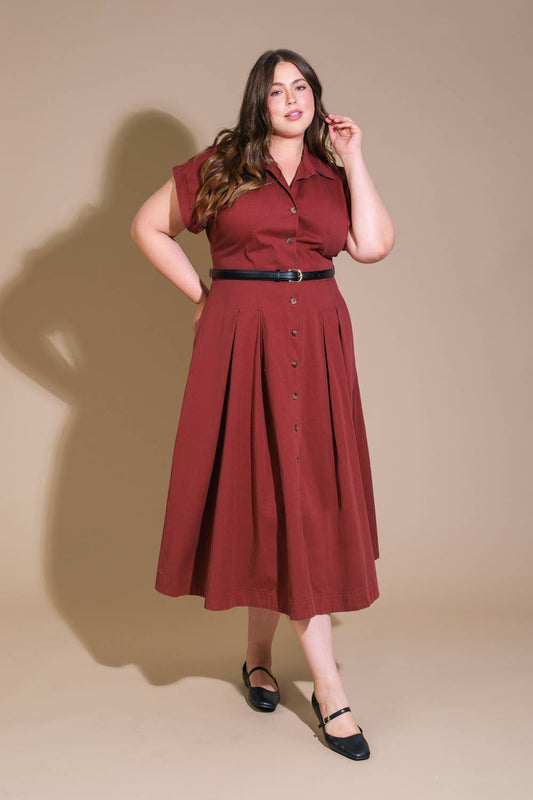 Plus size Berry shirt dress  - FD1238-P: BERRY