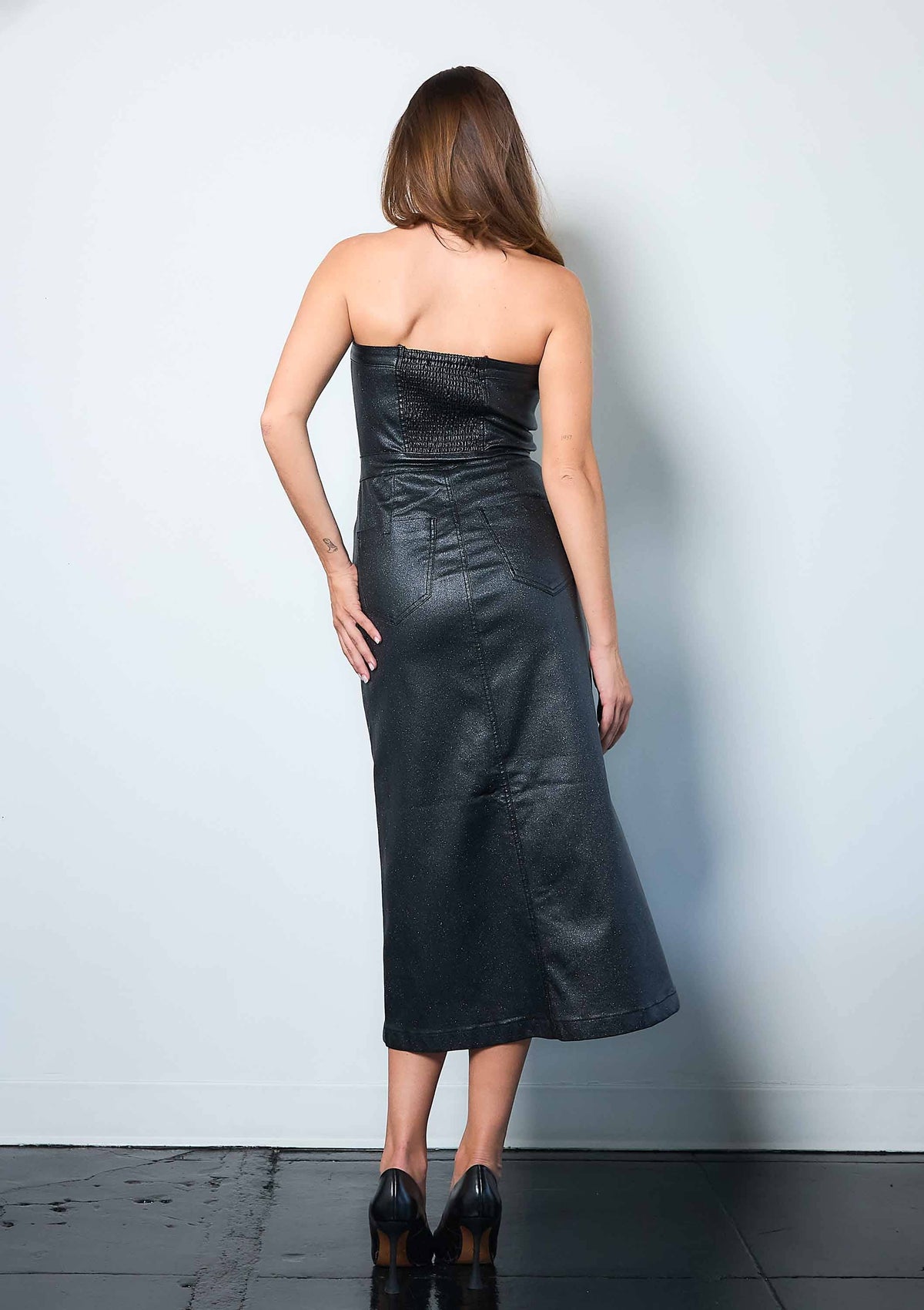 Glitter Tube Top Dress: Black