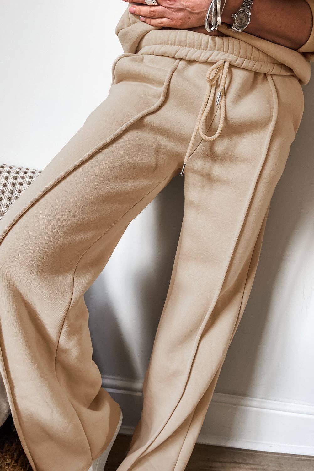 Solid Jacket and Pants Set: Apricot / S