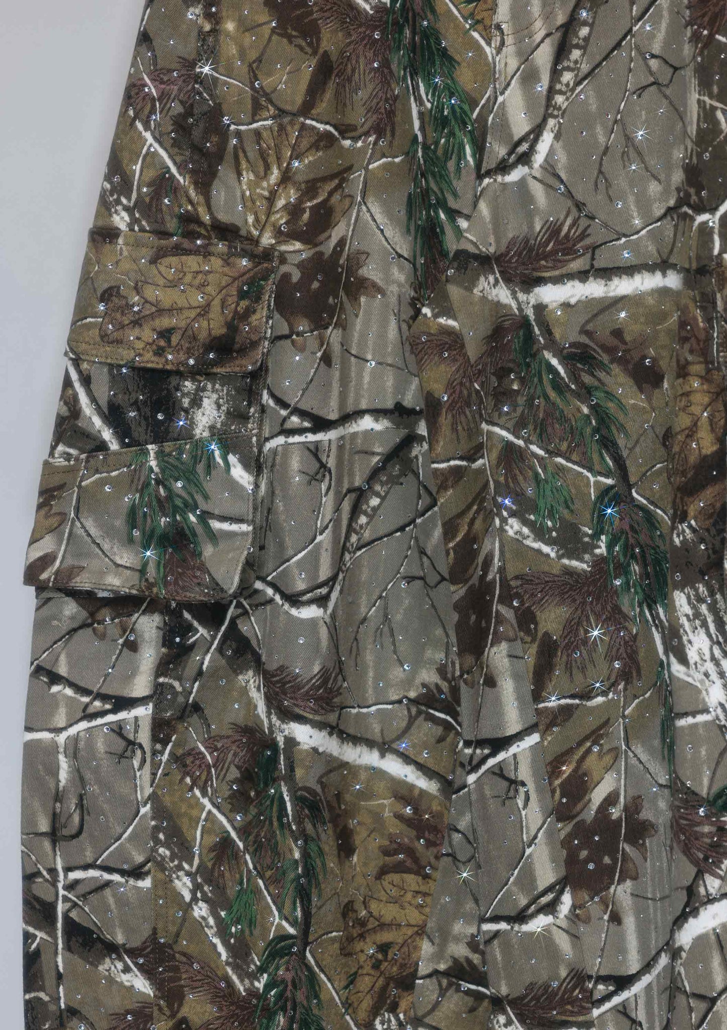 Rhinestone Camo Print Baggy Barrel Jeans: Camo