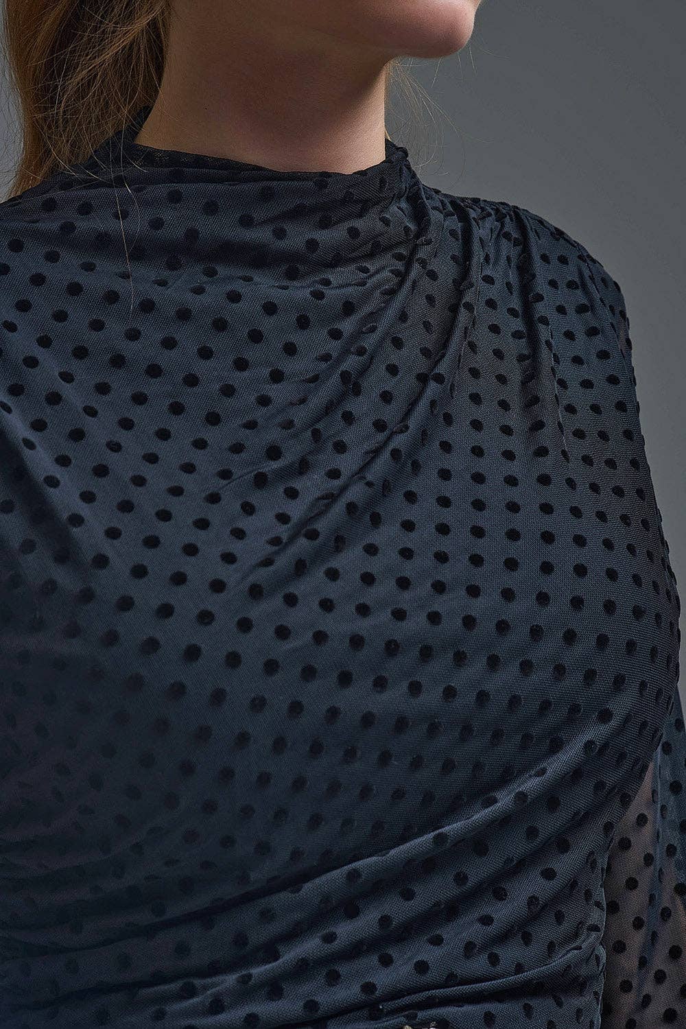 Chic Black Sheer Polka Dot Midi Dress