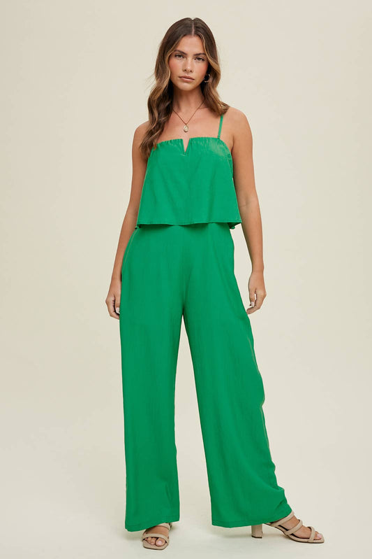 DOUBLE LAYERED JUMPSUIT / WL23-8409: GREEN