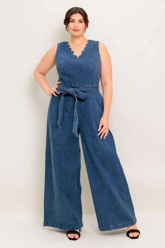 Washed denim jumpsuit - IP8897-P: Plus Size