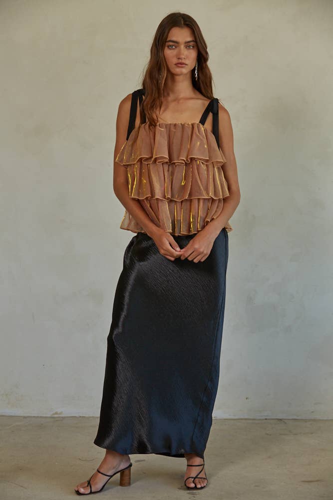 Metallic Mesh Layered Top : Copper