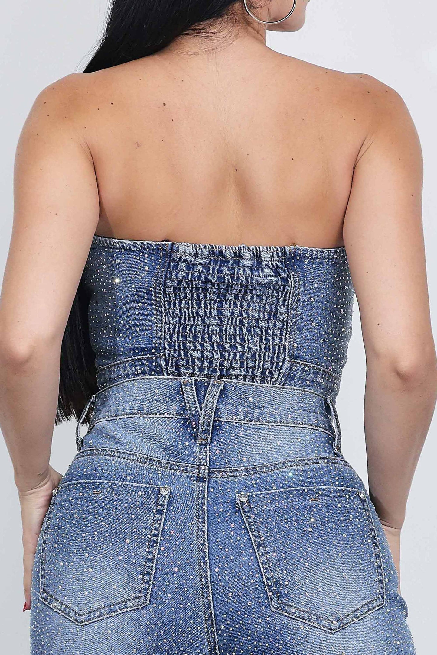 Iridescent Rhinestone Star Tube Top: Medium Stone