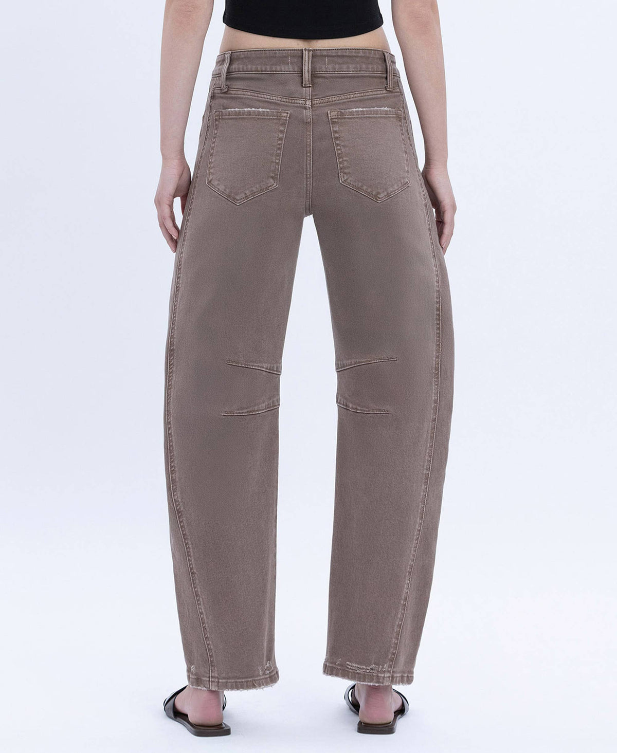 HIGH RISE CROP BARREL JEANS F6225STN: STONE