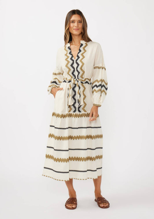 Tiered Midi Dress with Waist Tie