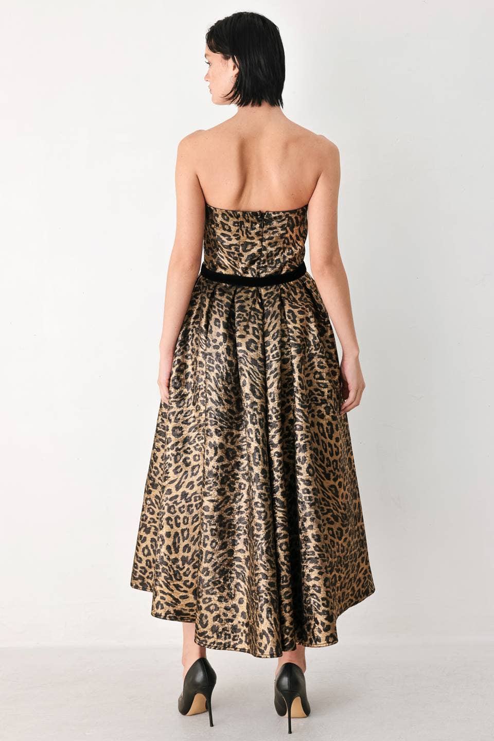 Leopard strapless midi dress - FD2382: GOLD/BLACK