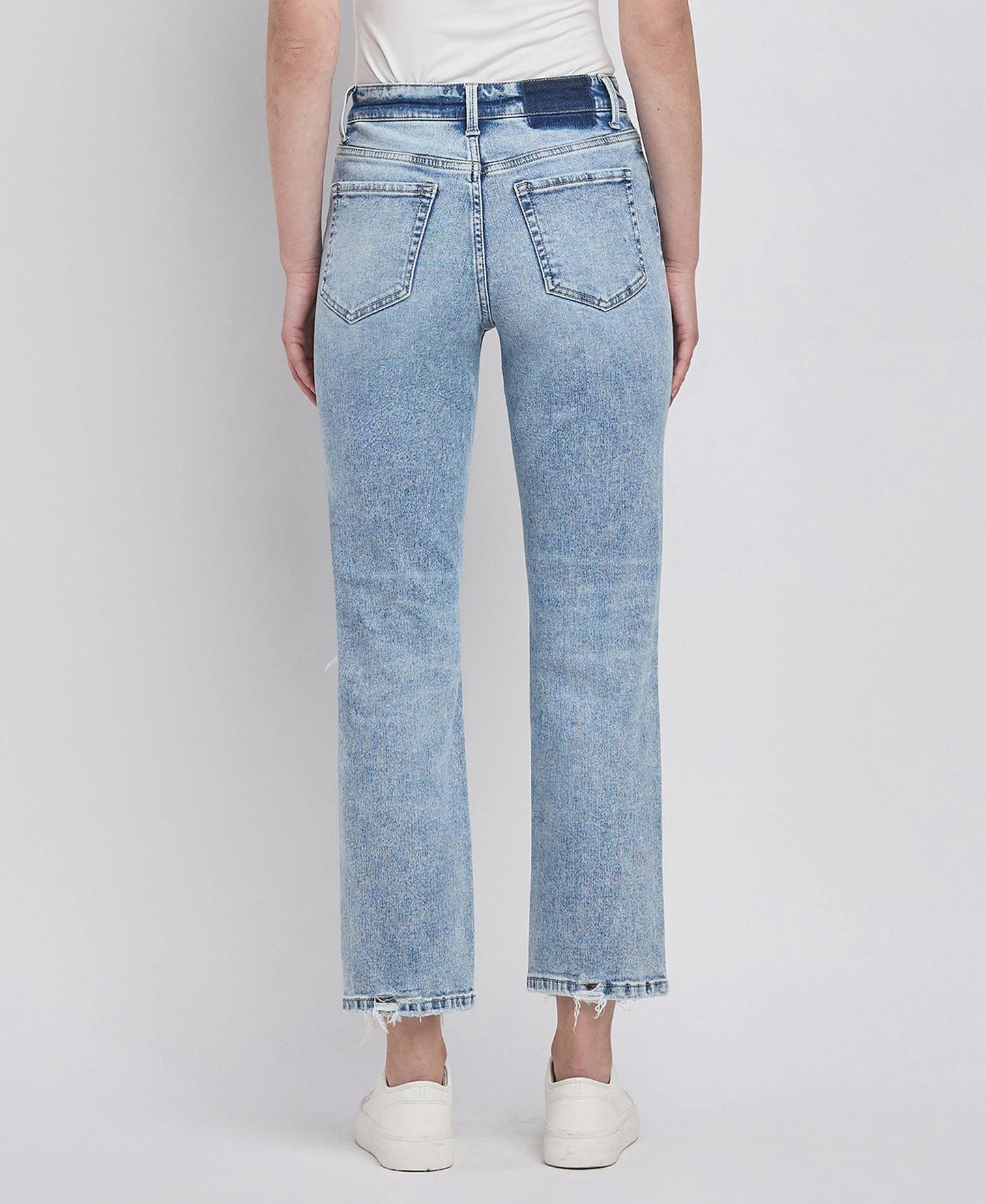HIGH RISE DISTRESSED STRAIGHT JEANS F5689: VIVID