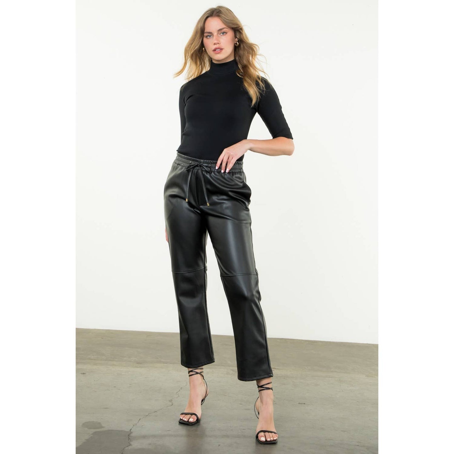 Leather Jogger Pants: BLACK / S