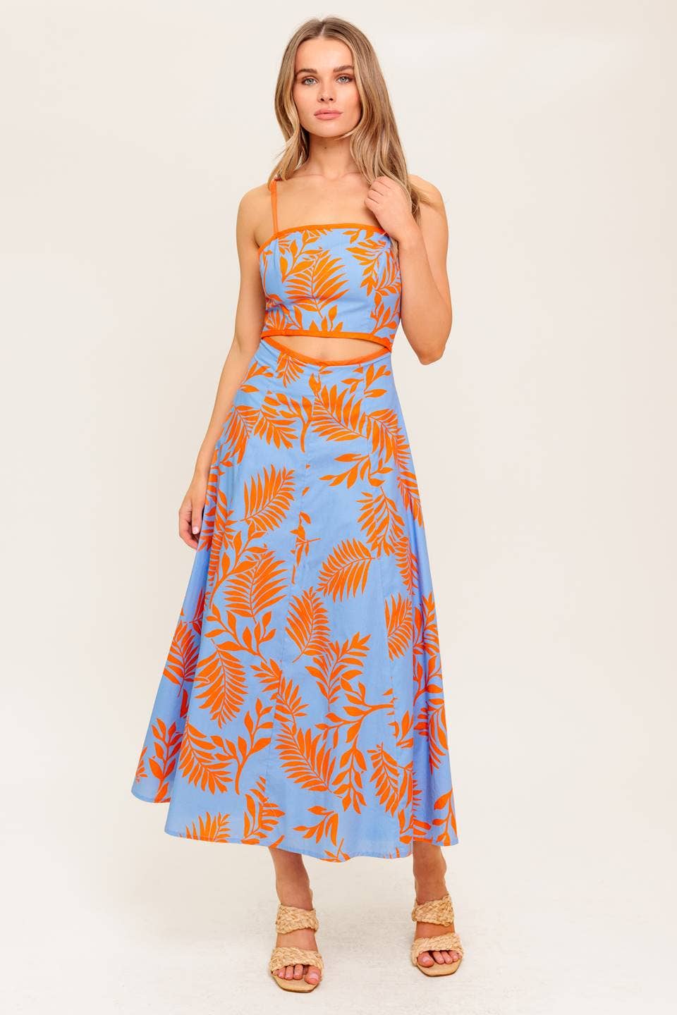 Island cut out midi dress - ID22446: BLUE ORANGE