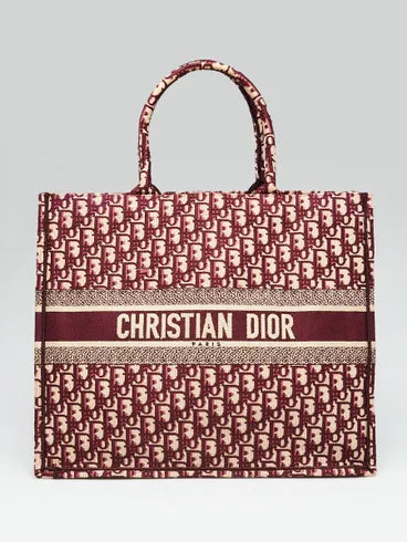 Christian Dior Large Book Tote Bag - Burgundy