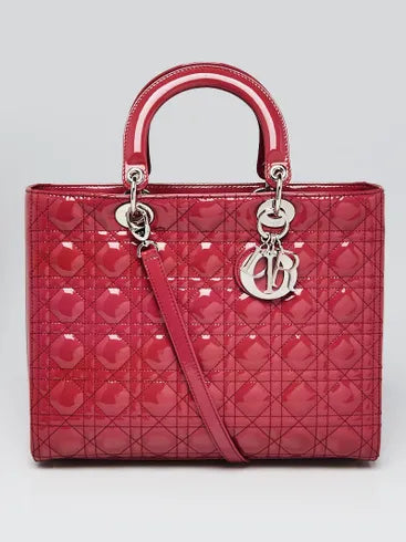 Dior - Lady Dior Large Cannage in Red Patent Leather