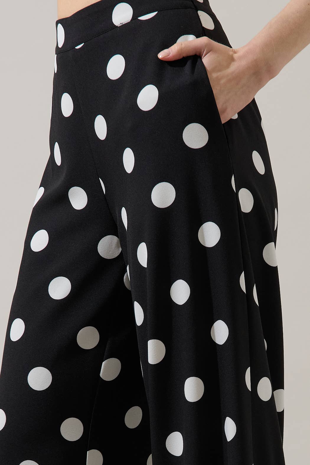 Randal Polka Dot Wide Leg Pants: BLACK-WHITE