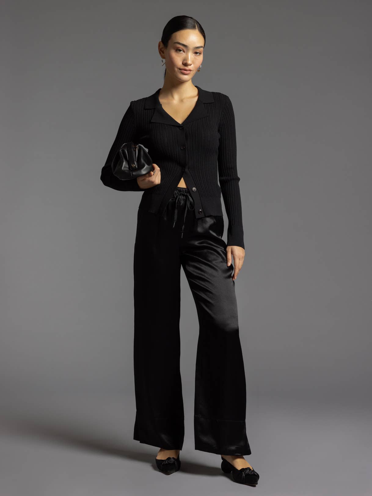 Satin Pants - DAWN PANTS: LIGHT TAUPE / 100% ACETATE