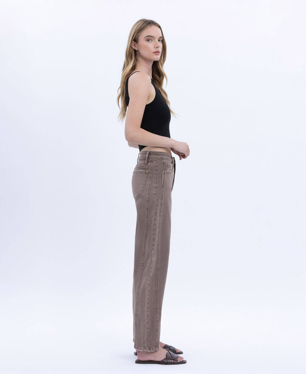 HIGH RISE CROP BARREL JEANS F6225STN: STONE