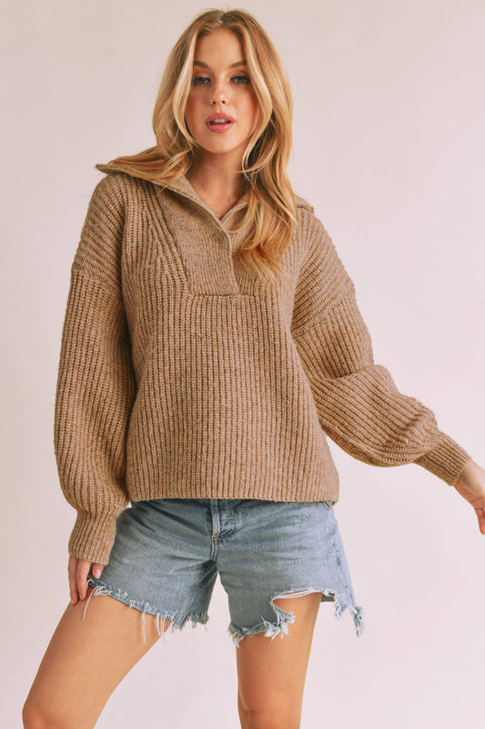 Danae Henley Sweater 1: Camel / L / Knit