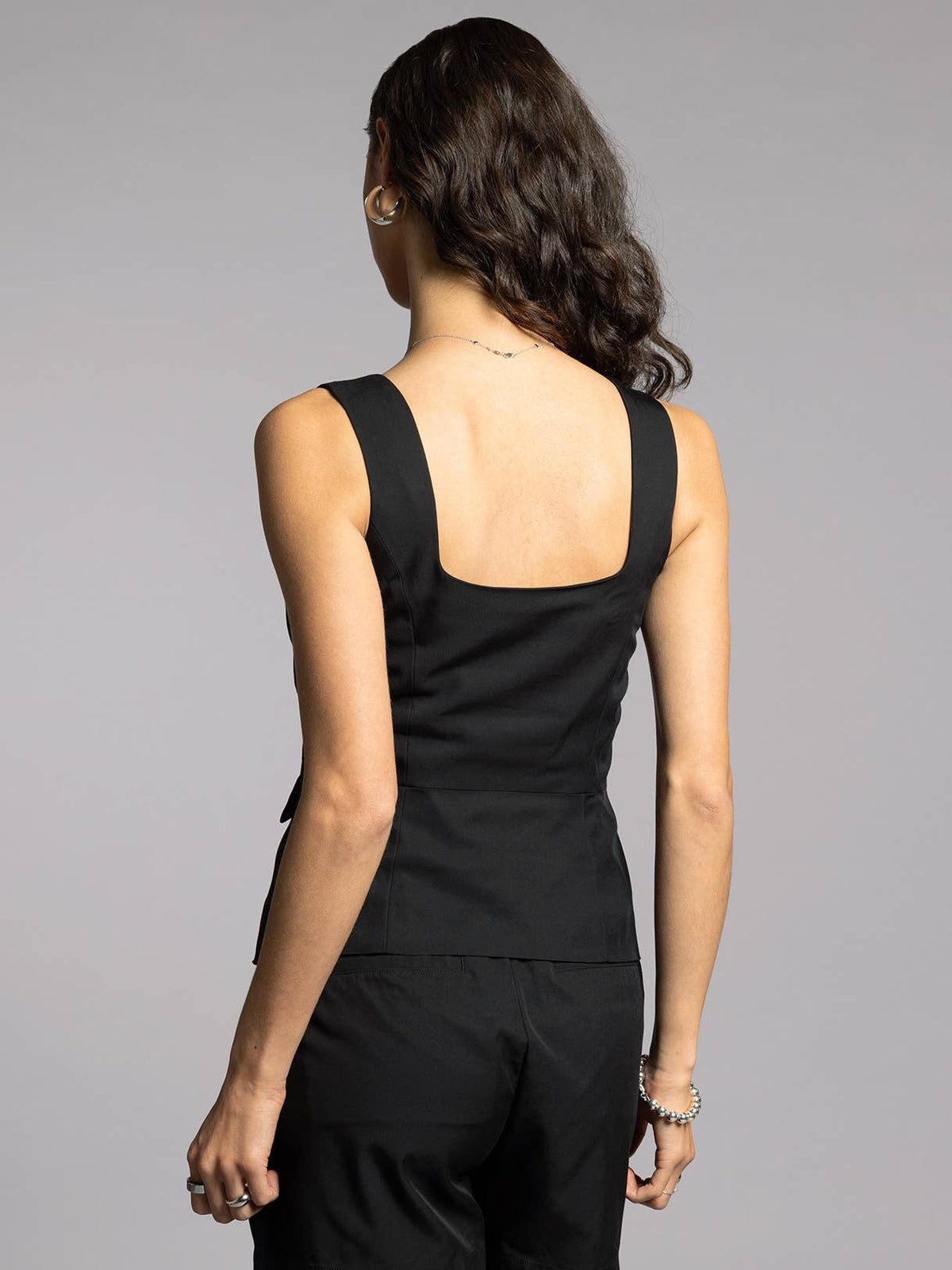 Square Neck Vest - GERTIE VEST: BLACK