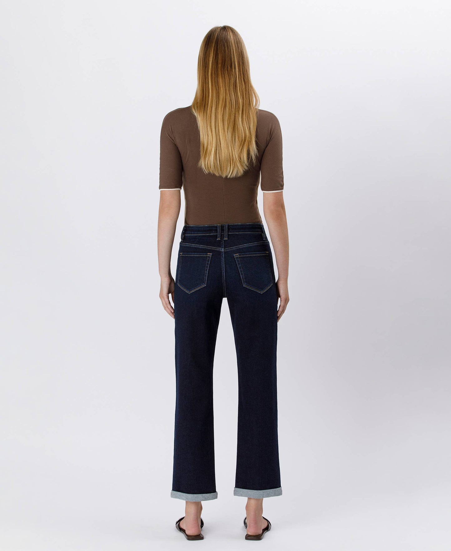 HIGH RISE CUFFED CROP STRAIGHT JEANS F5895: TIME AWAY