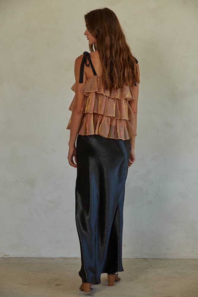 Metallic Mesh Layered Top : Copper