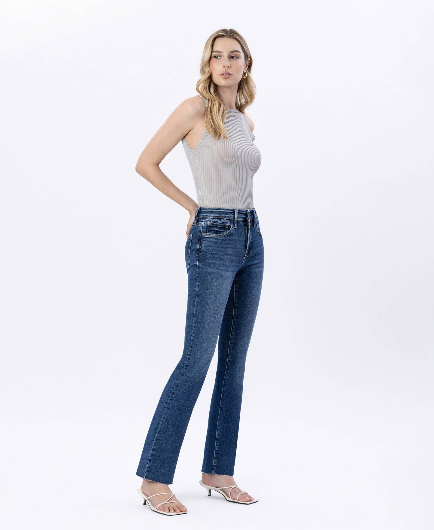 Flying Monkey Mid Rise Medium Dark Wash Slim Bootcut Jeans F5751