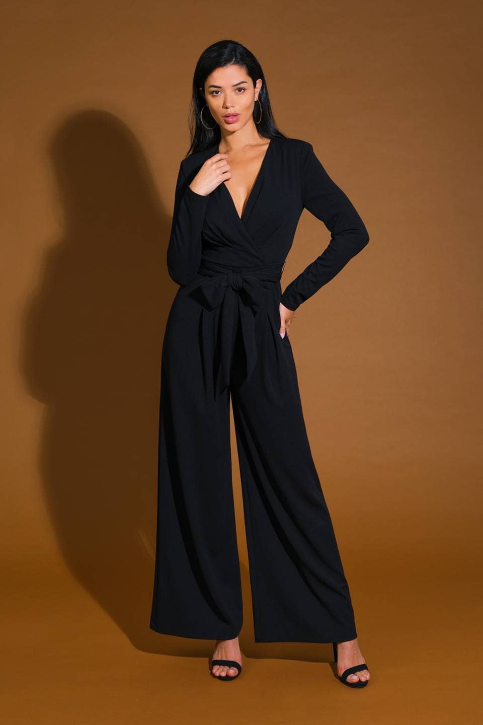 Long sleeve V-neck holiday jumper - IP8639: Black