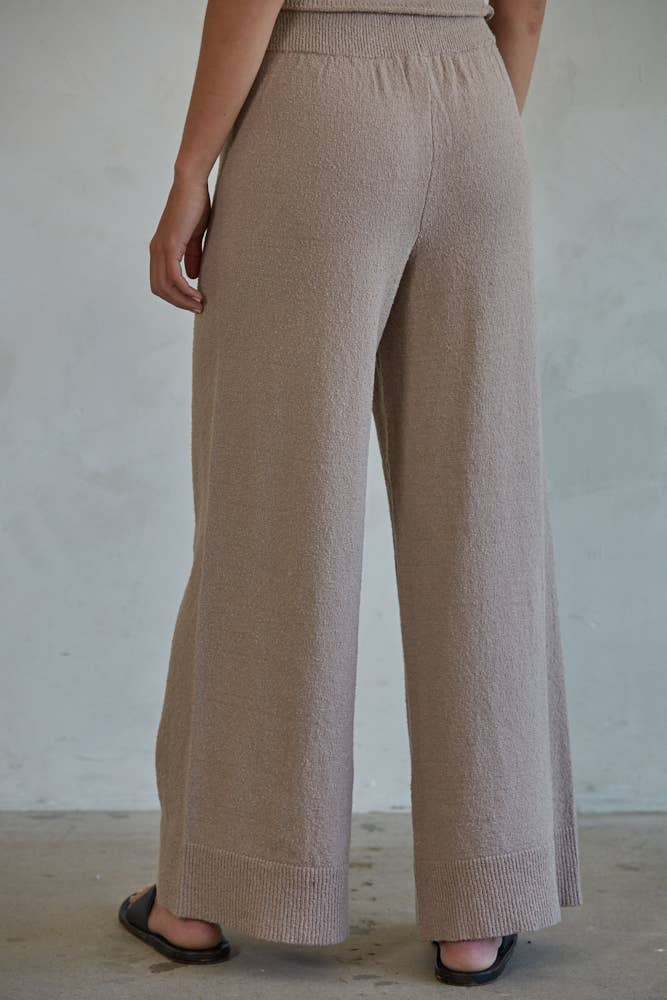 Mocha wide leg pants and sweater set: Mocha