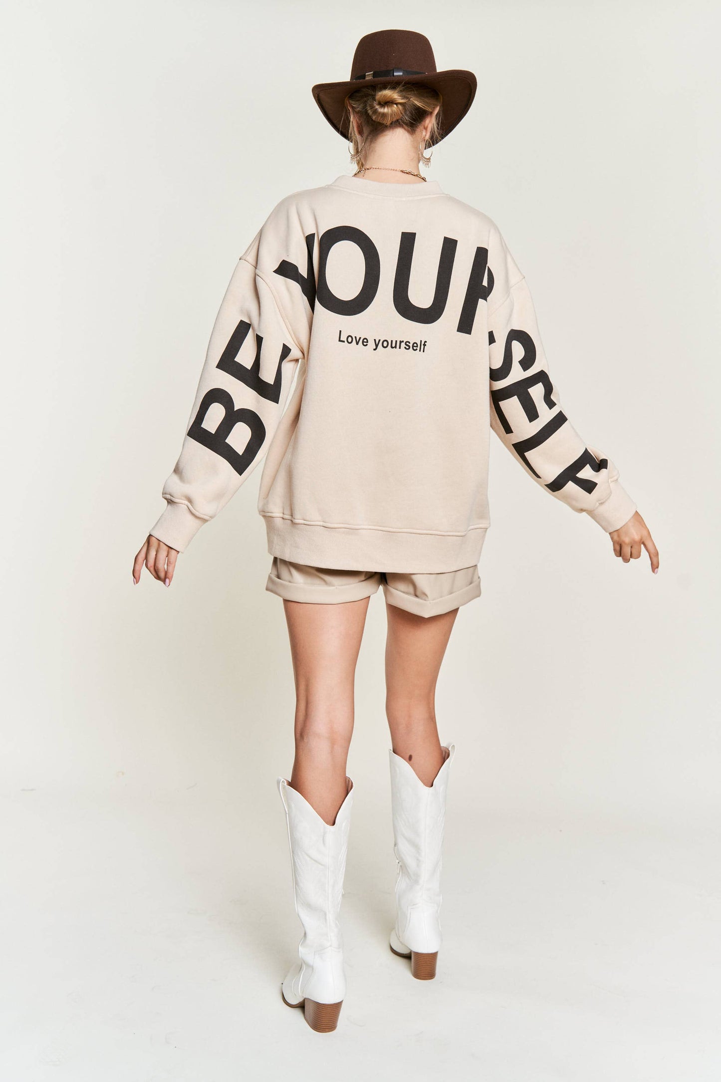 Printed Oversized Sweatshirt: Pink