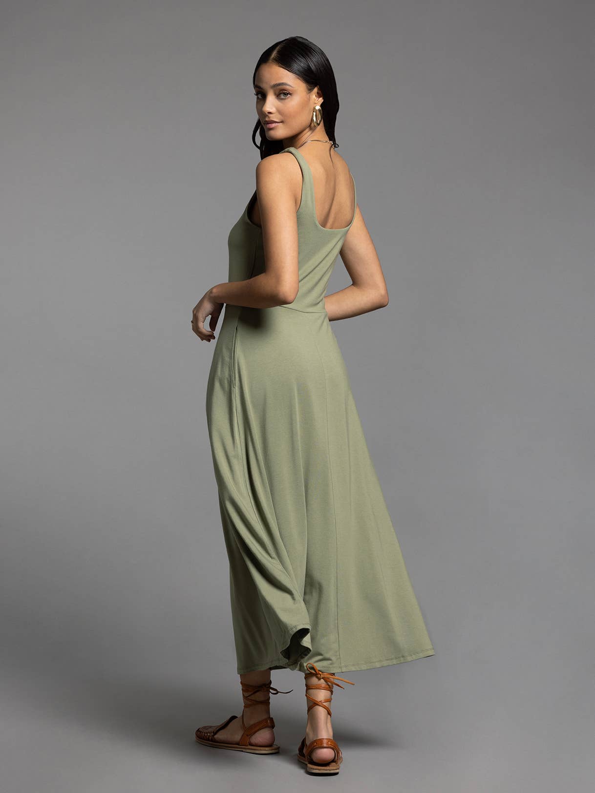 Square Neck Maxi Dress - TORI DRESS: MUTED SAGE