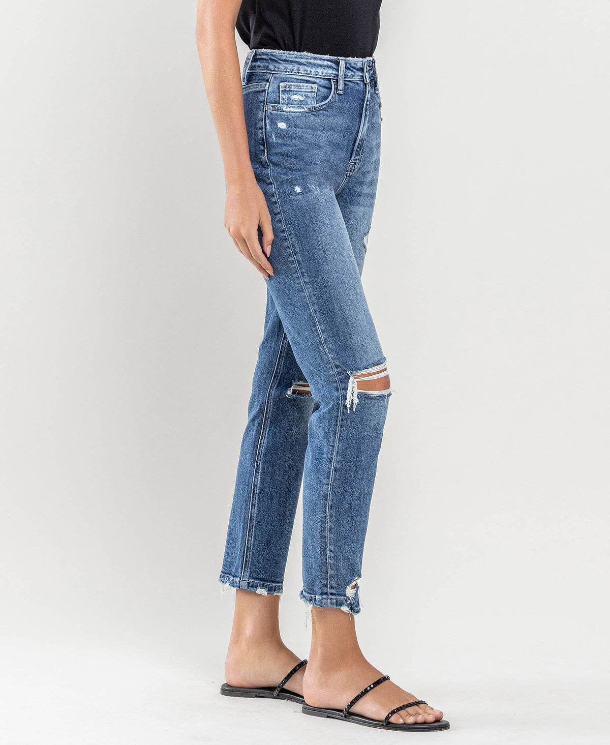 SUPER HIGH RISE DISTRESSED MOM JEANS: LAST NIGHT